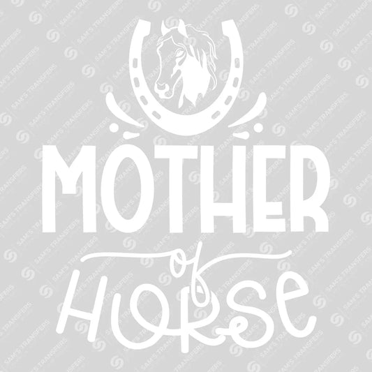 Apparel featuring a Mother of Horse-themed DTF transfer.