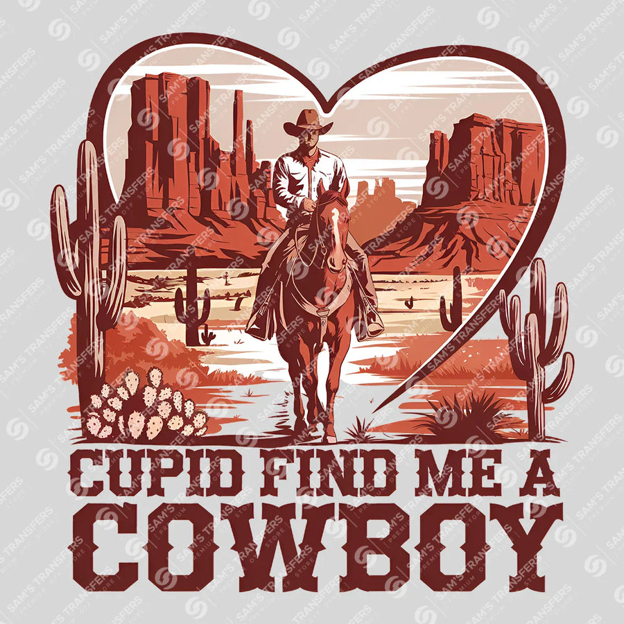 Cupid Find Me a Cowboy Ready-to-Press DTF Transfer | SAT08345