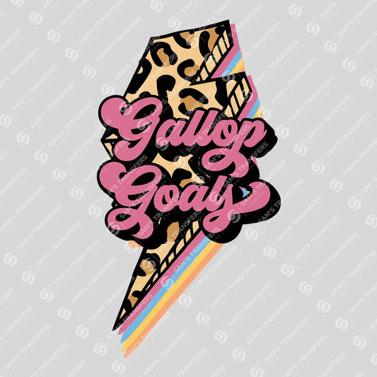 Apparel featuring a Gallop Goals-themed DTF transfer.