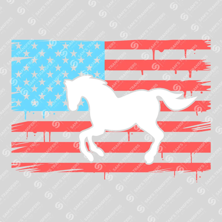 American Flag Horse Ready-to-Press DTF Transfer | SAT08382