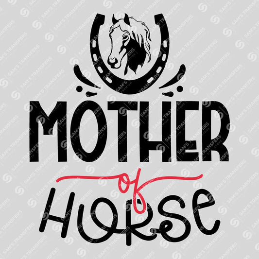 Apparel featuring a Mother of Horse-themed DTF transfer.