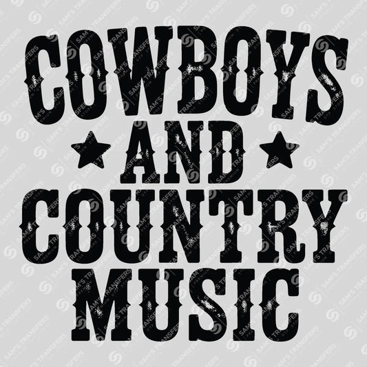 Apparel featuring a Cowboys and Country Music-themed DTF transfer.