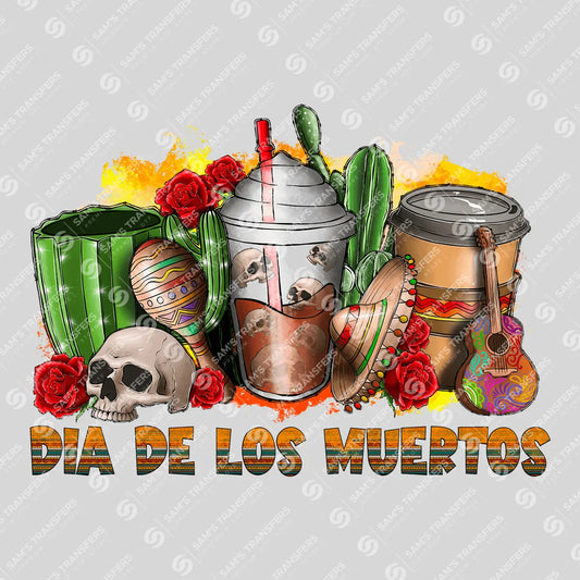 Apparel featuring a Dia de los Muertos-themed DTF transfer.