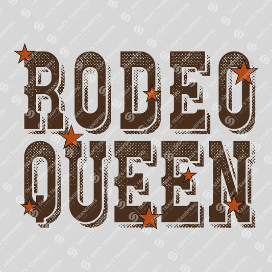 Apparel featuring a Rodeo Queen-themed DTF transfer.