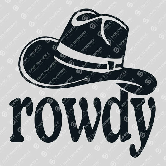 Apparel featuring a Rowdy-themed DTF transfer.