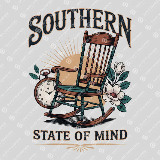 Apparel featuring a Southern State of Mind-themed DTF transfer.