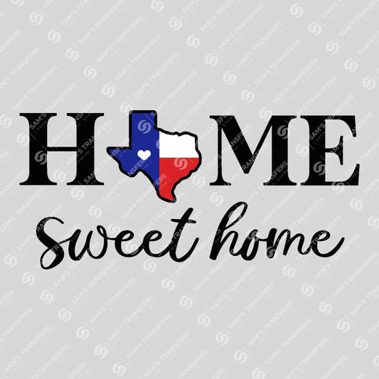Apparel featuring a Home Sweet Home-themed DTF transfer.