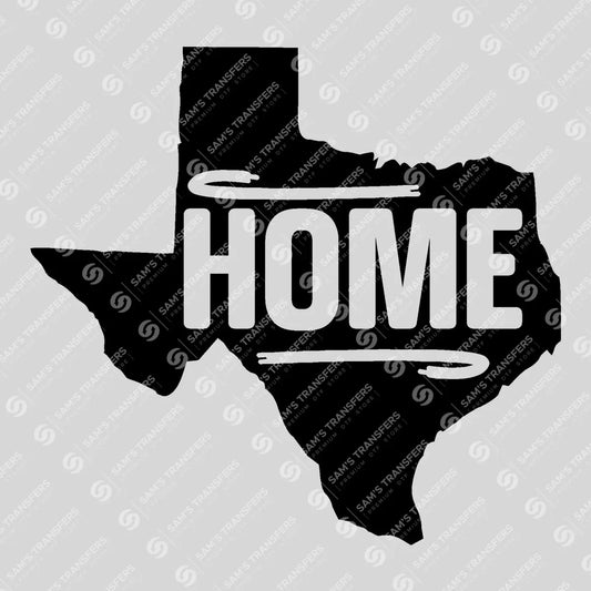 Apparel featuring a Texas Home-themed DTF transfer.