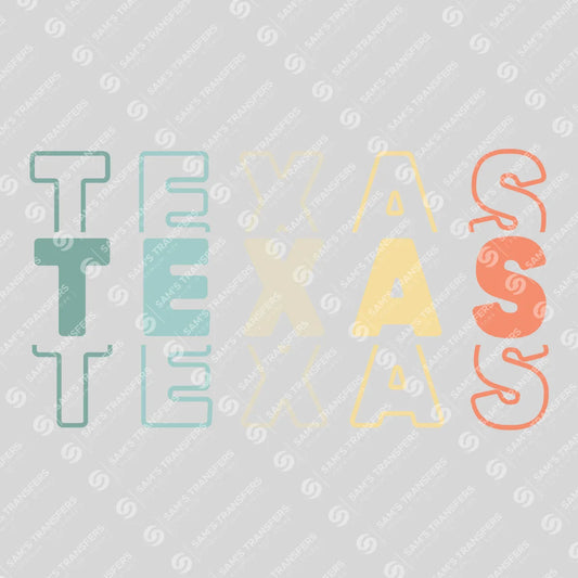 Apparel featuring a Texas-themed DTF transfer.