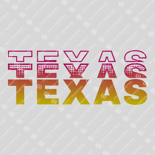 Apparel featuring a Texas-themed DTF transfer.