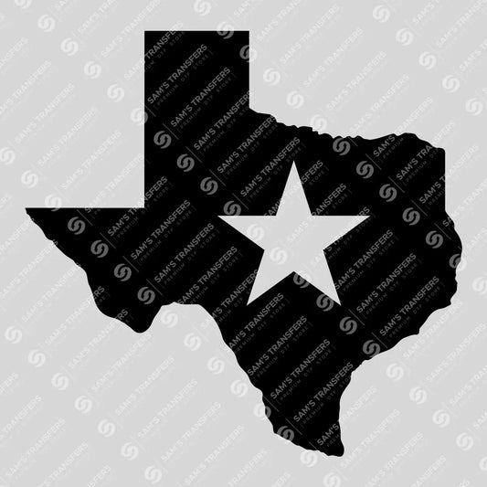 Apparel featuring a Texas Lone Star-themed DTF transfer.