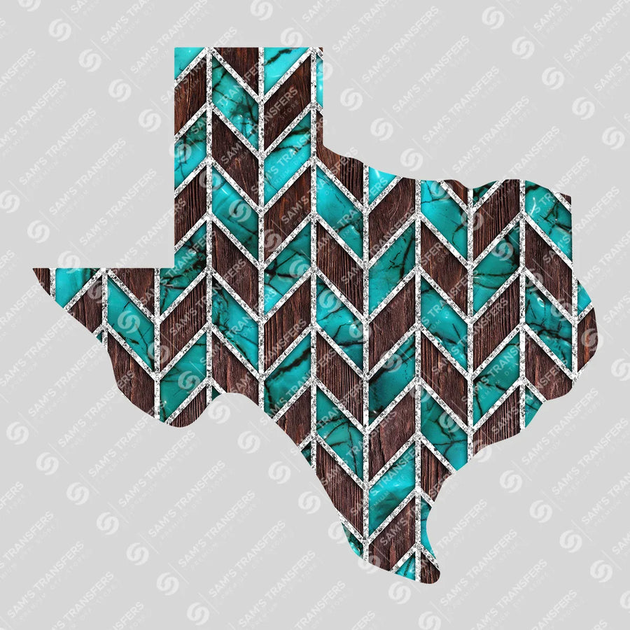 Texas Turquoise Chevron Ready-to-Press DTF Transfer | SAT08859