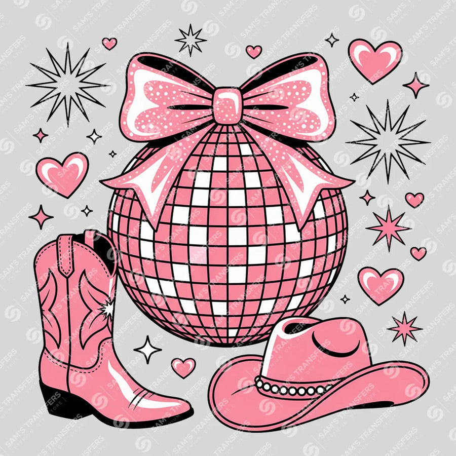 Pink Disco Cowgirl Ready-to-Press DTF Transfer | SAT08898