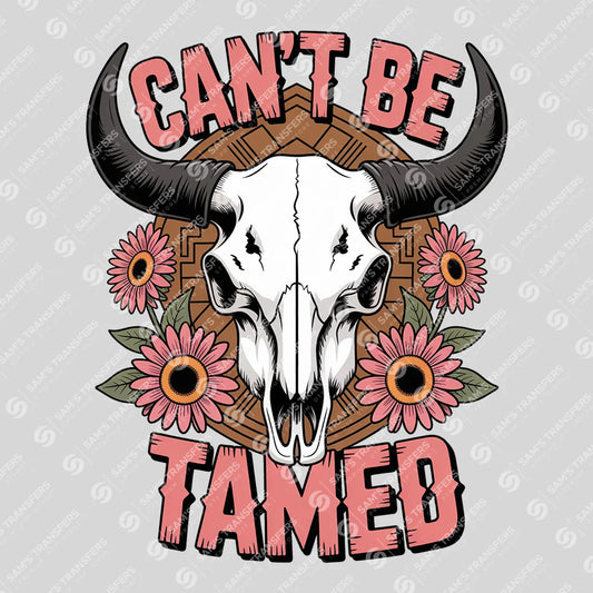Apparel featuring a Can't Be Tamed-themed DTF transfer.