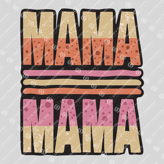 Apparel featuring a Mama Polka Dot-themed DTF transfer.
