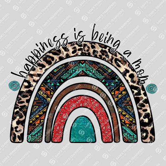 Apparel featuring a Happiness Is Being a Mema-themed DTF transfer.