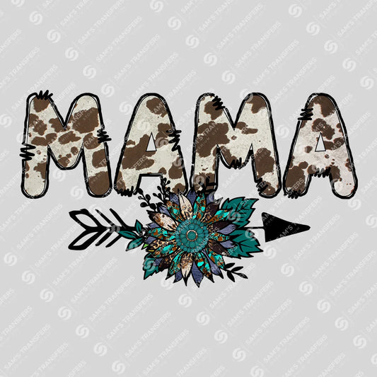 Apparel featuring a Mama Cowhide Turquoise-themed DTF transfer.