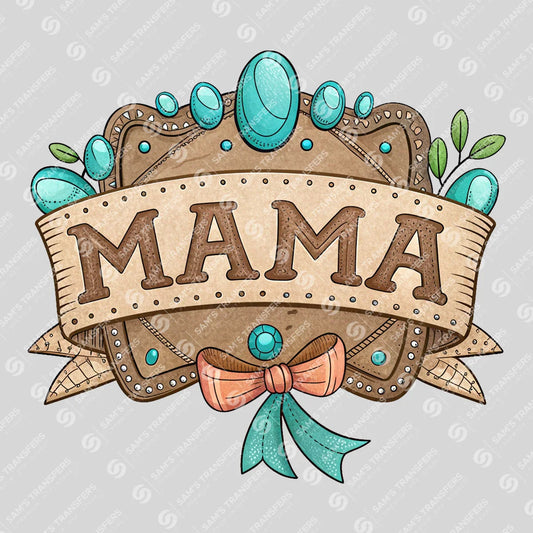 Apparel featuring a Mama Western Banner-themed DTF transfer.