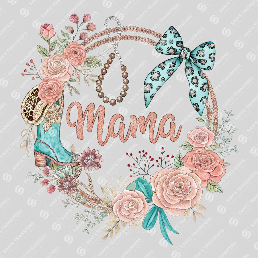 Mama Boot Wreath Ready-to-Press DTF Transfer | SAT09048