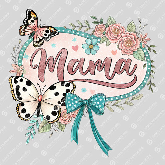 Apparel featuring a Mama Butterfly Frame-themed DTF transfer.
