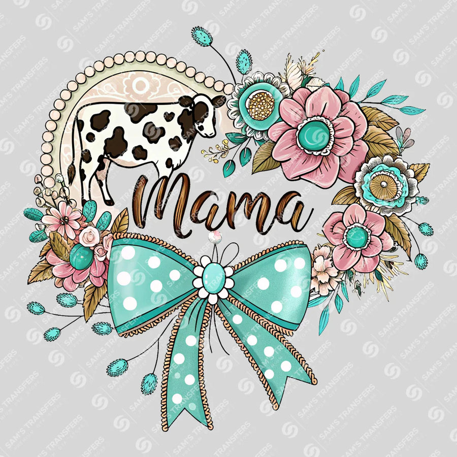 Mama Cow Floral Bow Ready-to-Press DTF Transfer | SAT09057