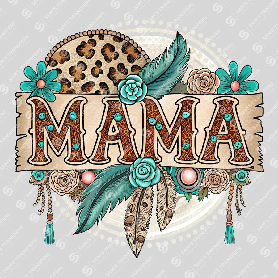 Mama Boho Feathers Ready-to-Press DTF Transfer | SAT09062