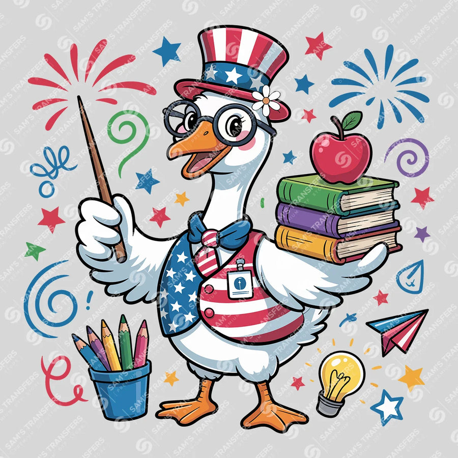 Patriotic Teacher Goose Ready-to-Press DTF Transfer | SAT09141