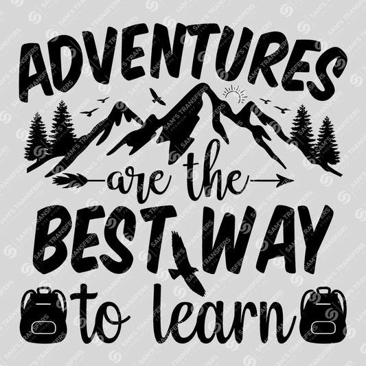 Apparel featuring a Adventures Best Way to Learn Mountains-themed DTF transfer.
