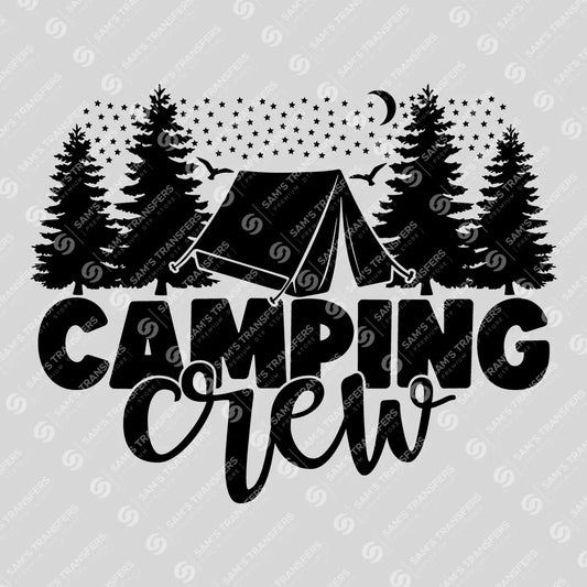 Apparel featuring a Camping Crew-themed DTF transfer.