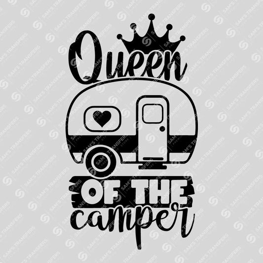 Apparel featuring a Queen of the Camper-themed DTF transfer.