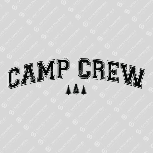 Apparel featuring a Camp Crew-themed DTF transfer.