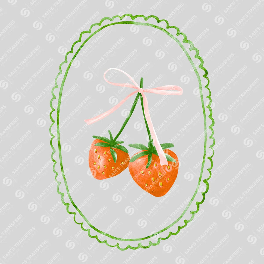 Strawberries With Bow Frame Ready-to-Press DTF Transfer | SAT09629
