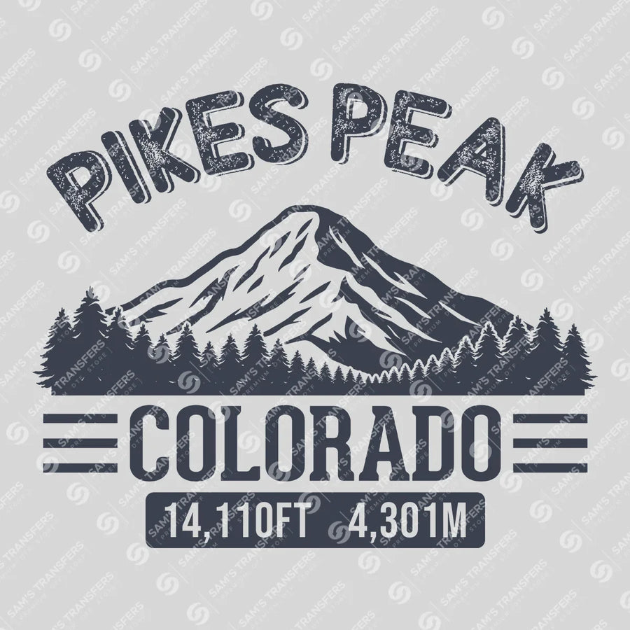 Pikes Peak Colorado Elevation Ready-to-Press DTF Transfer | SAT09744