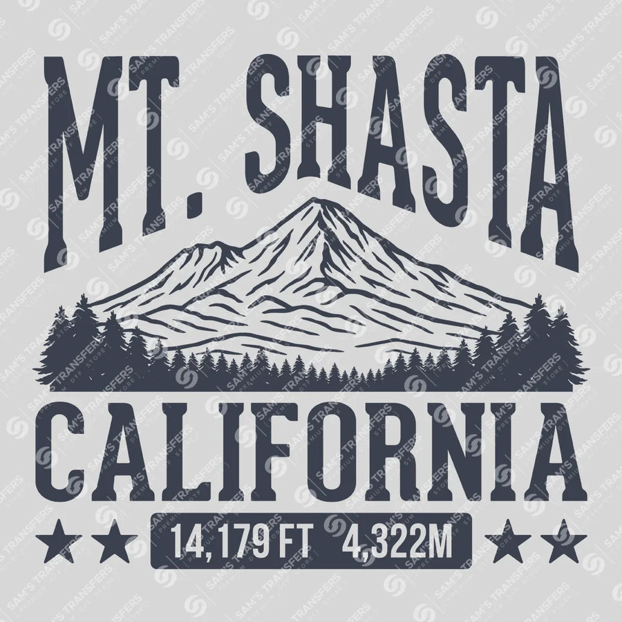 Mount Shasta California Elevation Ready-to-Press DTF Transfer | SAT09745