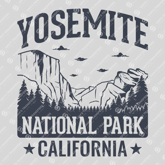 Apparel featuring a Yosemite National Park Vintage-themed DTF transfer.
