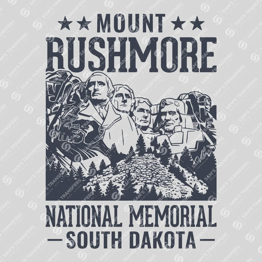 Apparel featuring a Mount Rushmore National Memorial-themed DTF transfer.