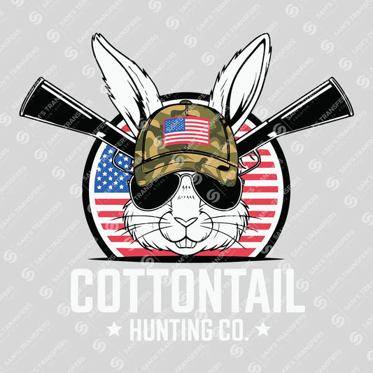 Apparel featuring a Cottontail Hunting Co-themed DTF transfer.