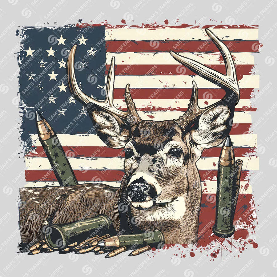 Patriotic Buck With Bullets Ready-to-Press DTF Transfer | SAT09821