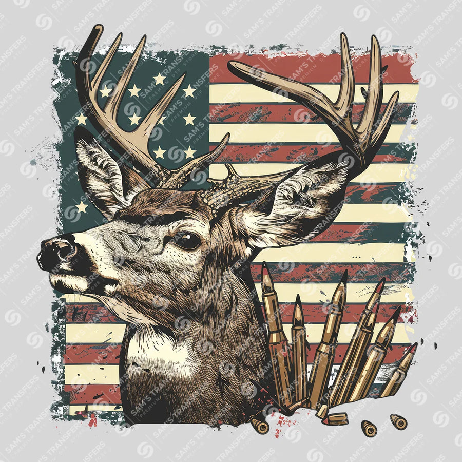 Patriotic Deer Bullets Ready-to-Press DTF Transfer | SAT09823