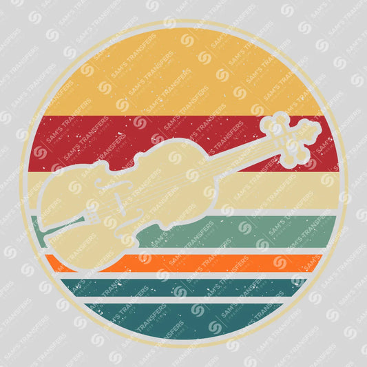 Apparel featuring a Sunset Violin Retro-themed DTF transfer.