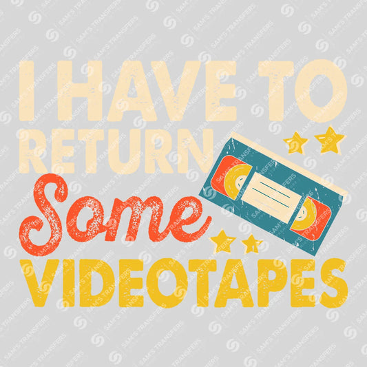 Apparel featuring a Return Some Videotapes-themed DTF transfer.