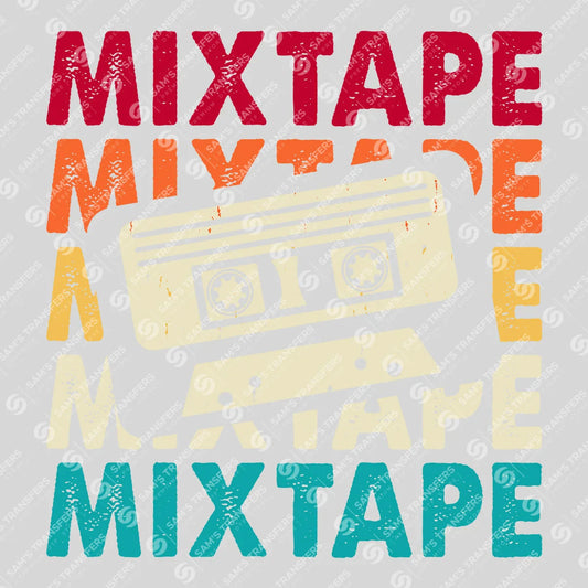 Apparel featuring a Mixtape Retro-themed DTF transfer.