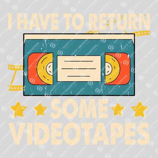 Apparel featuring a Return Some Videotapes Vintage-themed DTF transfer.