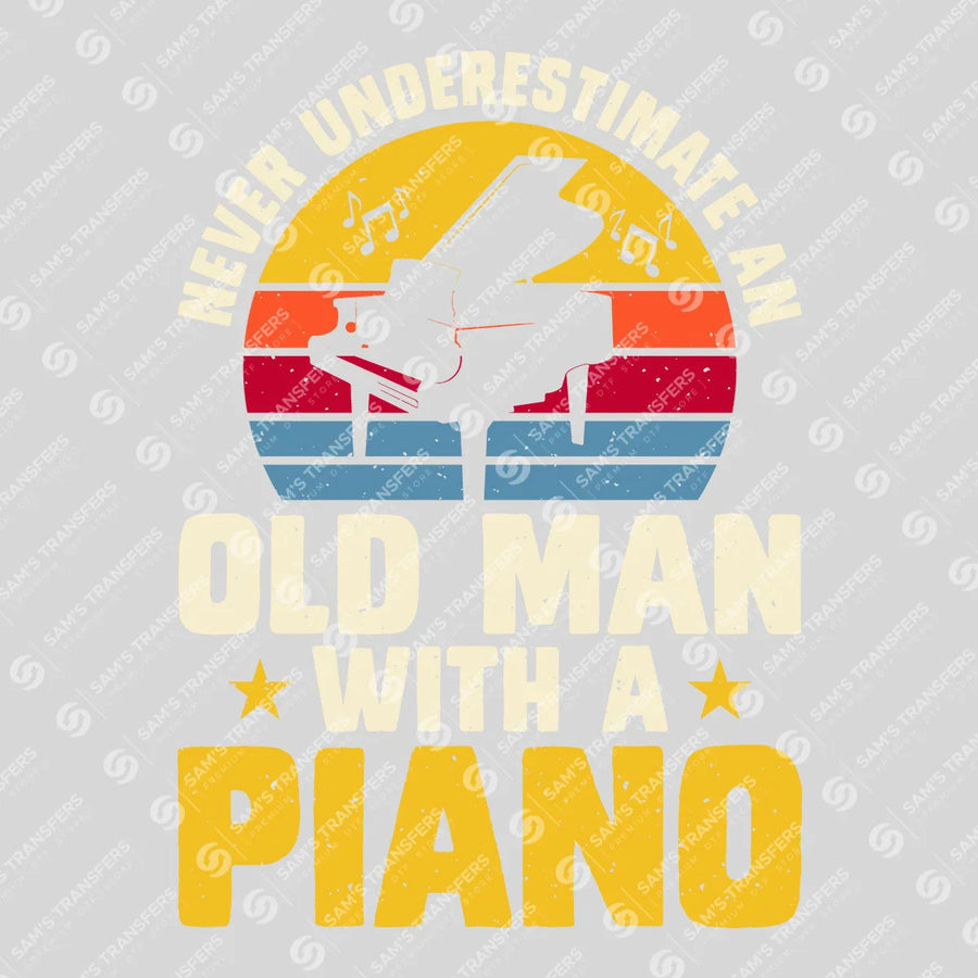 Old Man With A Piano Sunset Ready-to-Press DTF Transfer | SAT09968