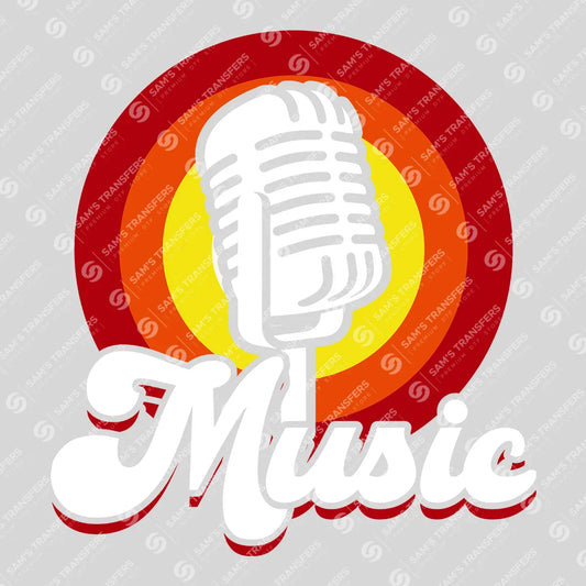 Apparel featuring a Retro Music Microphone-themed DTF transfer.
