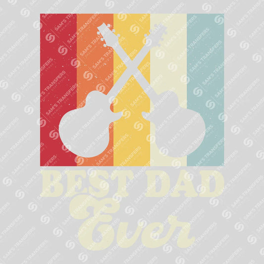Apparel featuring a Best Dad Ever Guitar-themed DTF transfer.