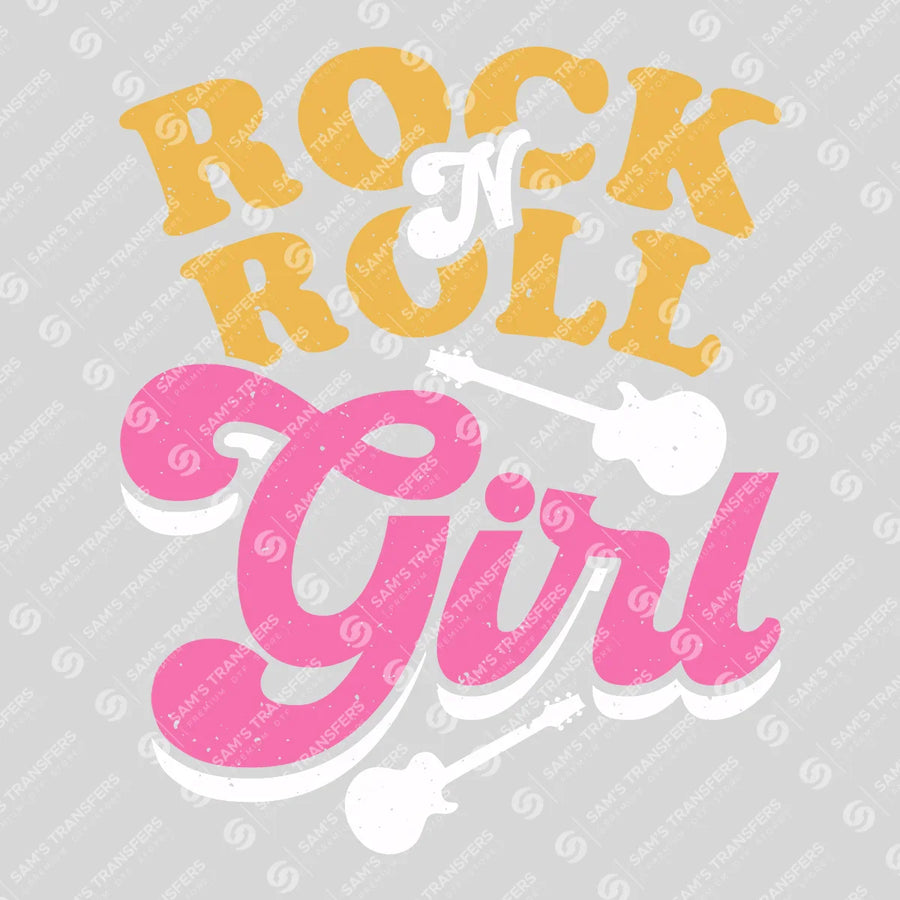 Rock N Roll Girl Pink Ready-to-Press DTF Transfer | SAT09984