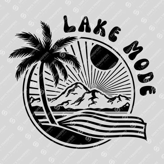 Apparel featuring a Lake Mode-themed DTF transfer.