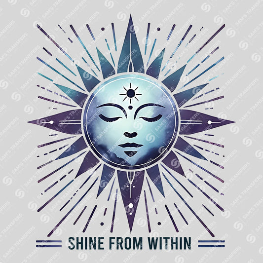Apparel featuring a Shine From Within-themed DTF transfer.