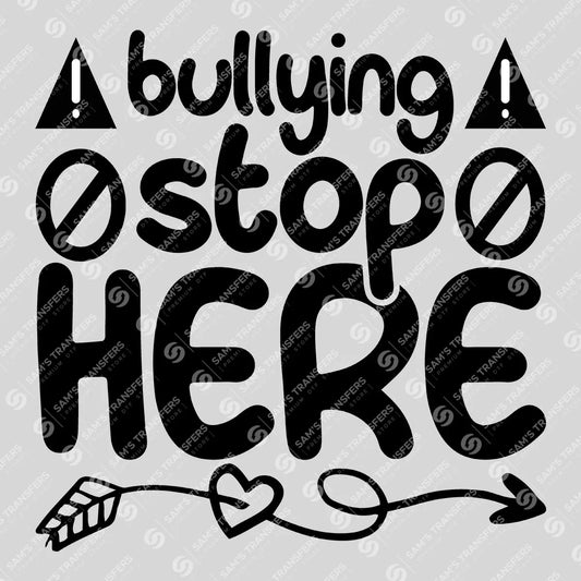 Apparel featuring a Bullying Stops Here-themed DTF transfer.